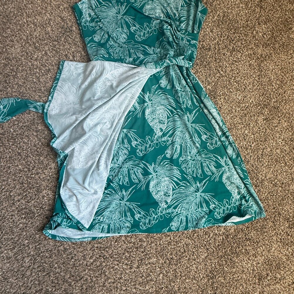 NWOT! 41 Hawthorn Tristana Essential Knit Faux Wrap Dress, Sz Large, Teal Green - Picture 7 of 12